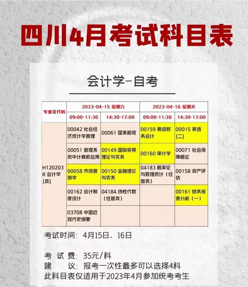 2024年4月自考科目安排及考試科目 - 腿腿教學網