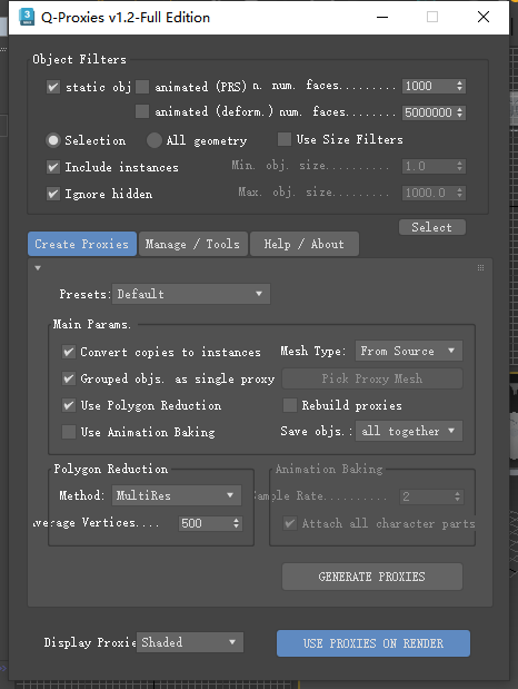 場景模型代理優化插件：Q-Proxies v1.20 for 3ds Max 2015-2024免費穩定版下載
